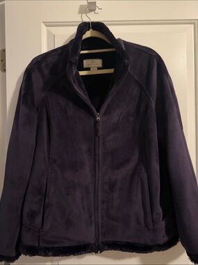 Green Tea Purple Zip-Up Jacket – Cozy Fleece Lightweight Everyday Outerwear